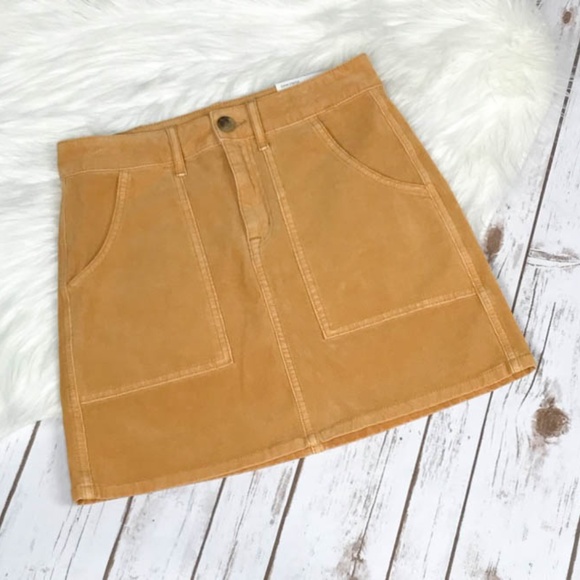 American Eagle Outfitters Dresses & Skirts - AE High-Waisted A-line Mustard Corduroy Skirt 2